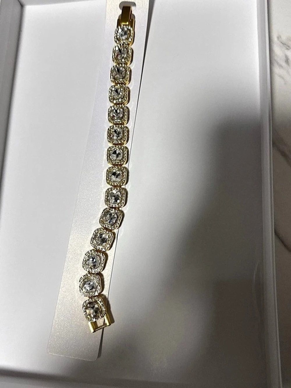 Crystal Link Bracelet in Gold & Clear